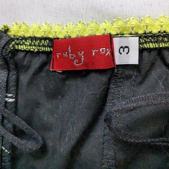 Ruby Rox Juniors Size 3 Black and White Floral Formal Dress Lime Green Strapless - Picture 4 of 5